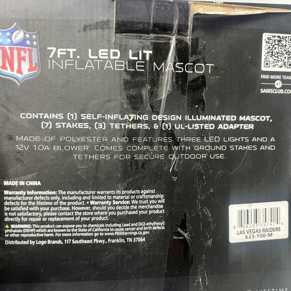 NFL Raiders 7’ft Led Lit Inflatable Mascot - Picture 10 of 13
